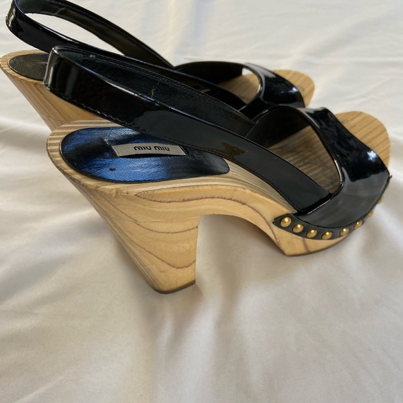 Miu Miu Patent Leather Wood Heels - Picture 5 of 14
